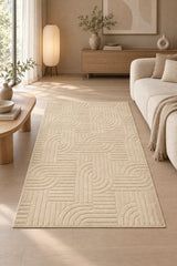 Siena Modern Plush Area Rug – Beige in a living room