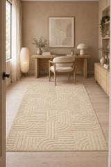 Siena Modern Plush Area Rug – Beige in a office