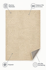 Siena Modern Plush Area Rug – Beige – features