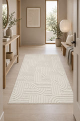 Siena Modern Plush Area Rug – Ecru in a hallway