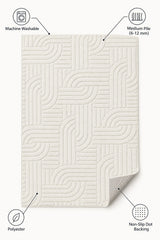 Siena Modern Plush Area Rug – Ecru – features