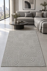 Siena Modern Plush Area Rug – Gray in a living room