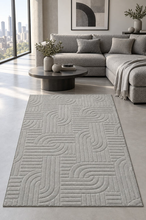 Siena Modern Plush Area Rug – Gray in a living room
