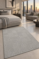 Siena Modern Plush Area Rug – Gray in a bedroom