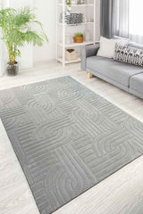 Siena Modern Plush Area Rug – Gray in a living room