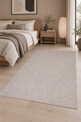 Sisal Look Modern Kitchen Rug – Cream in a bedroom