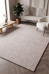 Sisal Look Modern Kitchen Rug – Cream in a living room