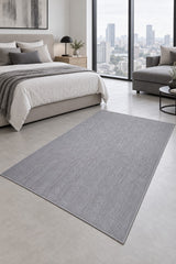 Sisal Look Modern Kitchen Rug – Gray in a bedroom