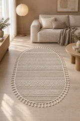 Sisal Look Modern Oval Rug in a living room