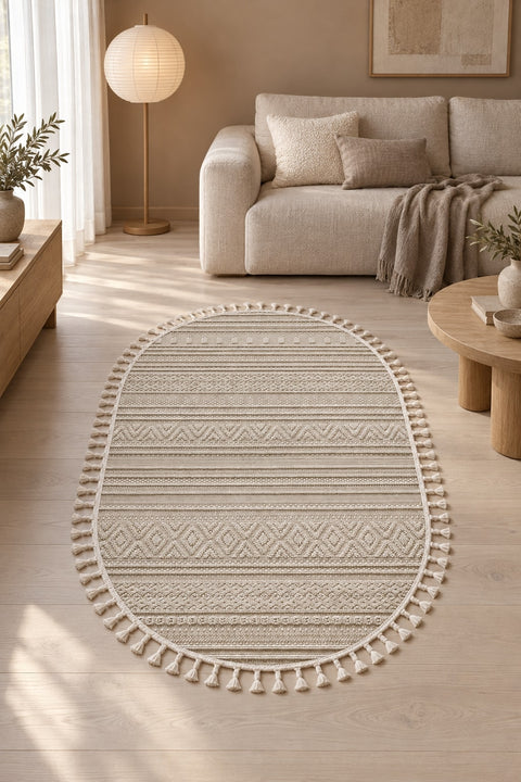 Sisal Look Modern Oval Rug in a living room