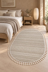 Sisal Look Modern Oval Rug in a bedroom