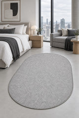 Sisal Look Scandinavian Area Rug – Beige in a bedroom