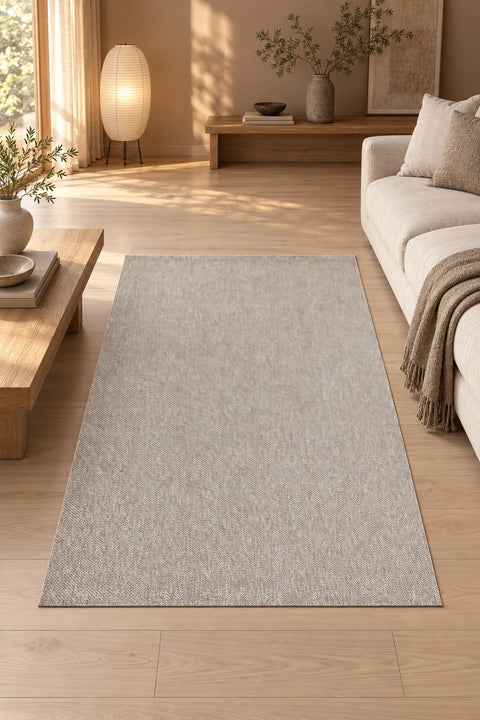 Sisal Look Scandinavian Area Rug – Beige & Cream in a living room