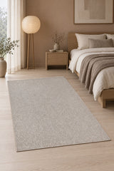 Sisal Look Scandinavian Area Rug – Beige & Cream in a bedroom