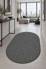 Sisal Look Scandinavian Area Rug – Black in a hallway
