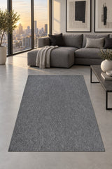 Sisal Look Scandinavian Area Rug – Charcoal & Cream in a living room