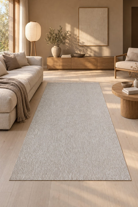 Sisal Look Scandinavian Area Rug – Cream in a living room