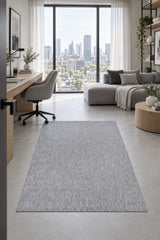 Sisal Look Scandinavian Area Rug – Gray & Cream in a office