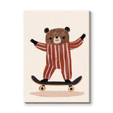 Skateboarding Bear Kids Wall Art – Cute Nursery Skateboard Print