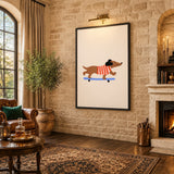 Skateboarding Dachshund Kids Wall Art – Playful Modern Dog Print