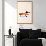 Skateboarding Dachshund Kids Wall Art – Playful Modern Dog Print