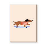 Skateboarding Dachshund Kids Wall Art – Playful Modern Dog Print