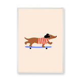 Skateboarding Dachshund Kids Wall Art – Playful Modern Dog Print