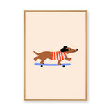 Skateboarding Dachshund Kids Wall Art – Playful Modern Dog Print