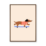 Skateboarding Dachshund Kids Wall Art – Playful Modern Dog Print