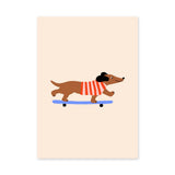 Skateboarding Dachshund Kids Wall Art – Playful Modern Dog Print