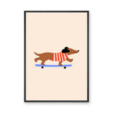 Skateboarding Dachshund Kids Wall Art – Playful Modern Dog Print