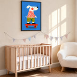 Skateboarding Dog Kids Pop Art Wall Art – Colorful Blue Skate Print
