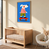 Skateboarding Dog Kids Pop Art Wall Art – Colorful Blue Skate Print