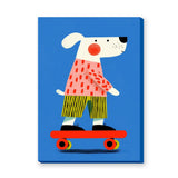 Skateboarding Dog Kids Pop Art Wall Art – Colorful Blue Skate Print