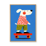 Skateboarding Dog Kids Pop Art Wall Art – Colorful Blue Skate Print