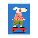 Skateboarding Dog Kids Pop Art Wall Art – Colorful Blue Skate Print