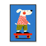 Skateboarding Dog Kids Pop Art Wall Art – Colorful Blue Skate Print