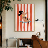 Skateboarding Dog Kids Wall Art – Playful Retro Animal Print