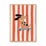 Skateboarding Dog Kids Wall Art – Playful Retro Animal Print