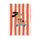 Skateboarding Dog Kids Wall Art – Playful Retro Animal Print