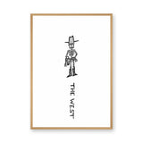 Skeleton Cowboy Minimalist Wall Art – The West Line Art Print
