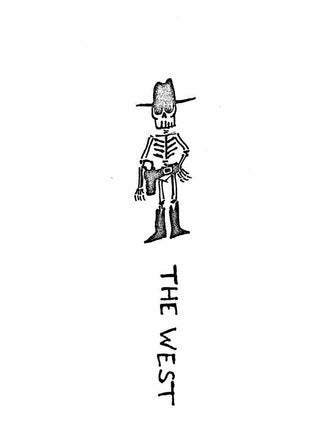 Skeleton Cowboy Minimalist Wall Art – The West Line Art Print