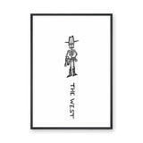 Skeleton Cowboy Minimalist Wall Art – The West Line Art Print