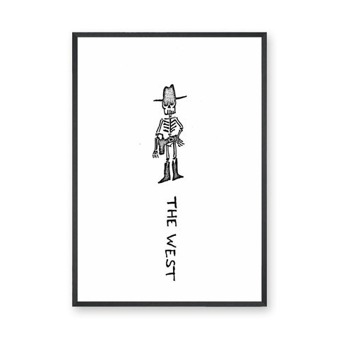Skeleton Cowboy Minimalist Wall Art – The West Line Art Print