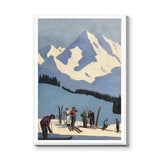 Ski Mountain Vintage Wall Art – Retro Snowy Slope With Evergreen Trees