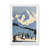 Ski Mountain Vintage Wall Art – Retro Snowy Slope With Evergreen Trees