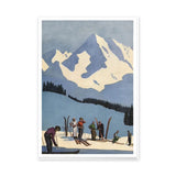 Ski Mountain Vintage Wall Art – Retro Snowy Slope With Evergreen Trees