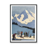 Ski Mountain Vintage Wall Art – Retro Snowy Slope With Evergreen Trees