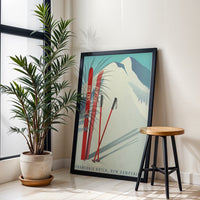 Ski NH Franconia Notch Retro Skiing Wall Poster, New Hampshire Wall Poster