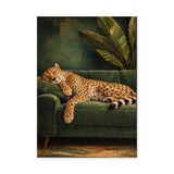 Sleeping Cheetah Eclectic Wall Art – Green Sofa Botanical Print